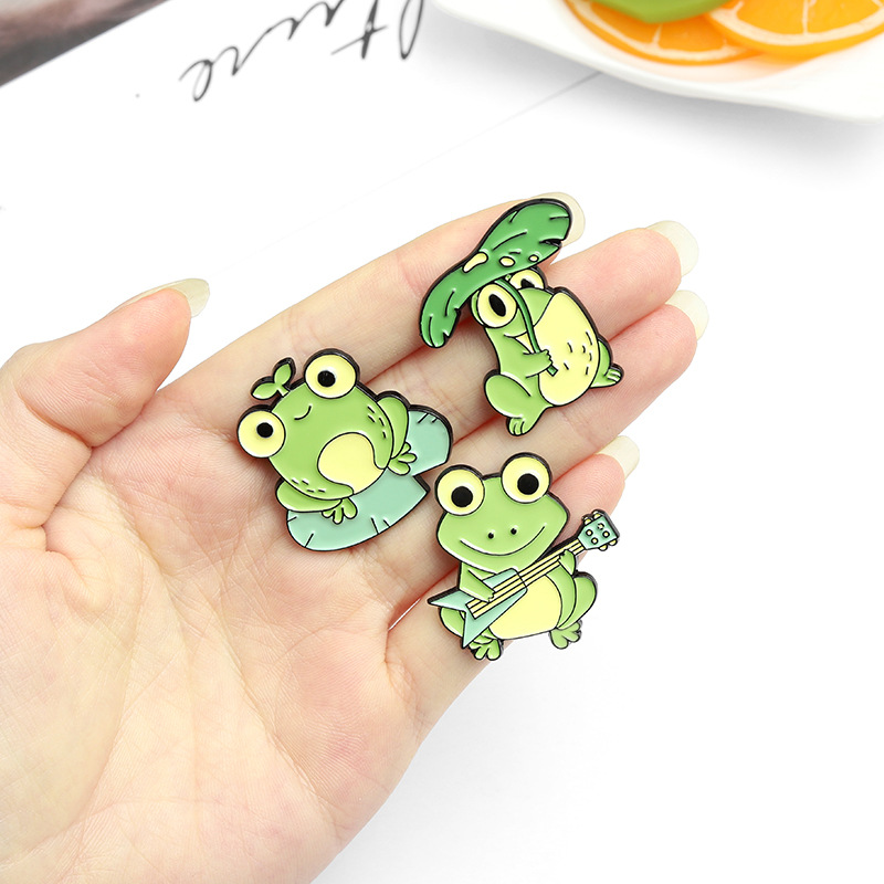 Frog Pattern Cartoon Style Cute Pin Frog Alloy Stoving Varnish Unisex Brooches