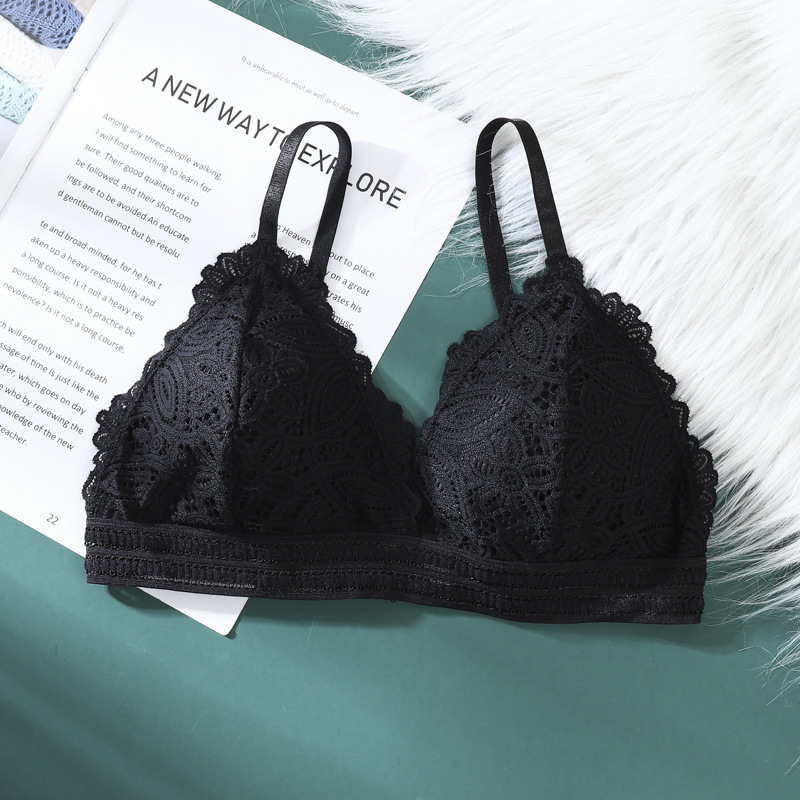 Triángulo francés taza sujetador de las mujeres otoño sexy encaje belleza espalda inalámbrico ropa interior de las mujeres en stock al por mayor image 11