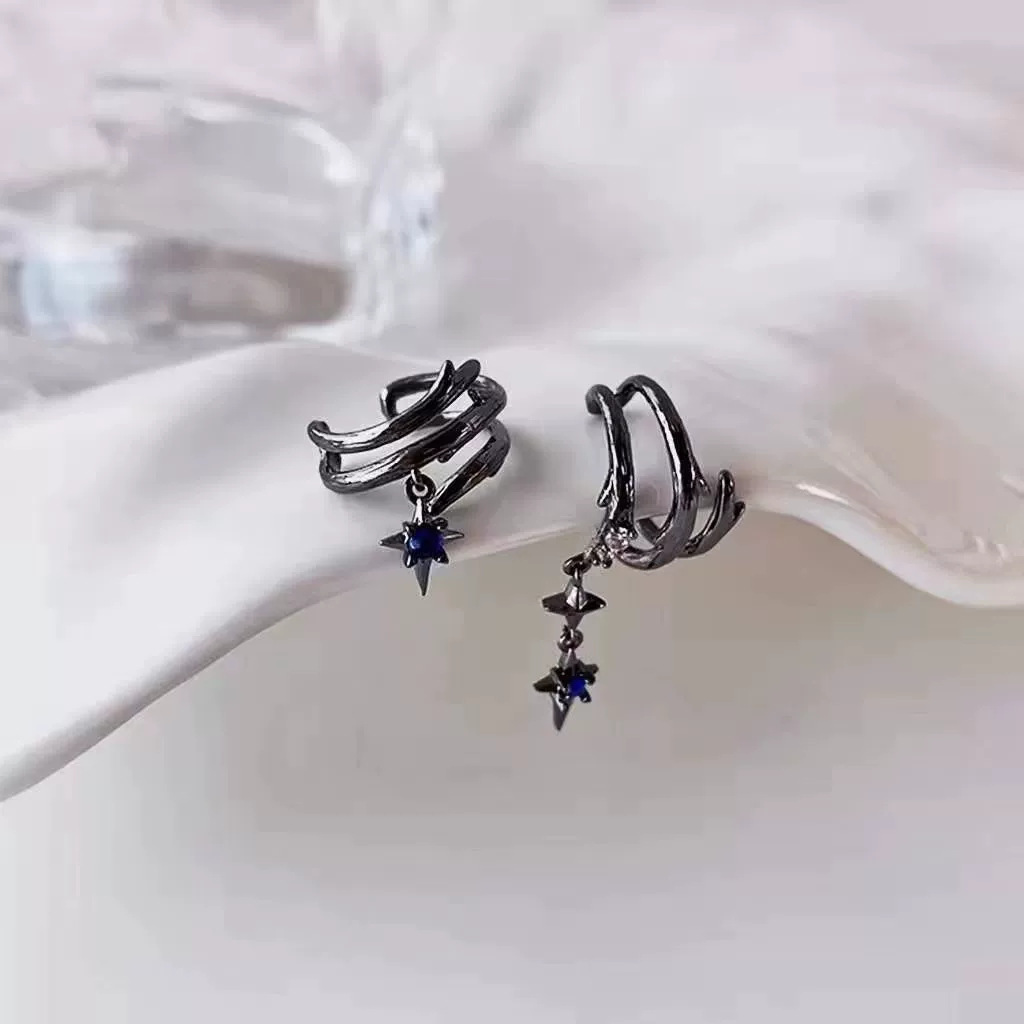 Клипсы-каффы асимметричные для ушей, 14k, серебристо-серый, без прокола, элегантный дизайн