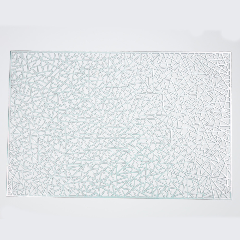 Geométrico hueco placemat multicolor dorado PVC Western placemat oro y plata decorativo posavasos antideslizante aislamiento estera lavable
