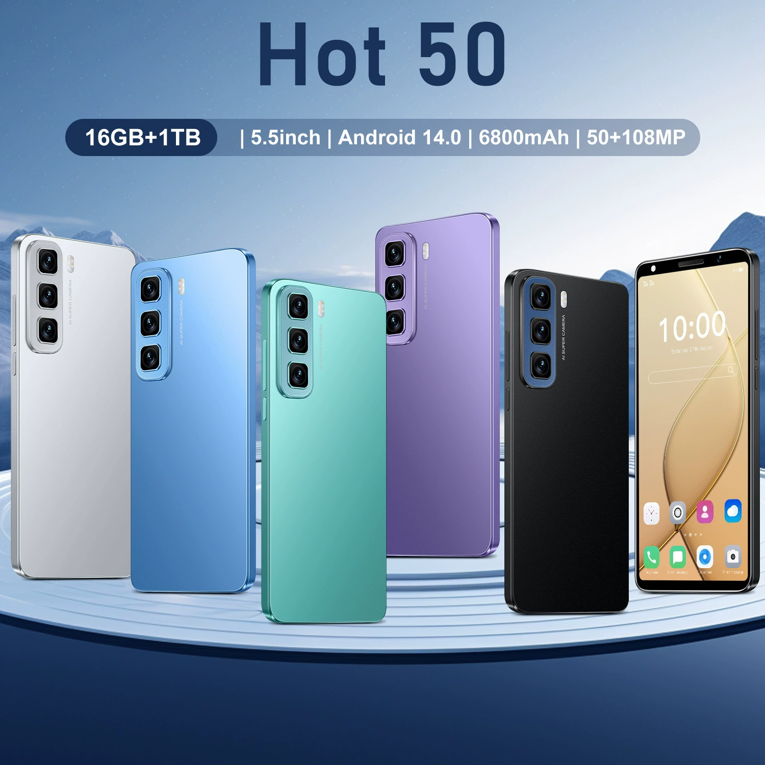 Новый трансграничный мобильный телефон Hot50 для внешней торговли. Смартфон с 5,5-дюймовым дисплеем Incell1+16 ГБ на базе Android 8.1.