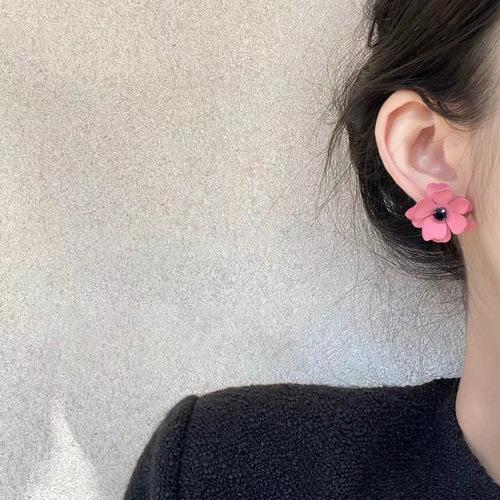 Trendy Silver Needle Diamond Flower Earrings Korean Style Retro Fashion Temperament Earrings Simple Versatile Personalized Trendy Earrings for Women