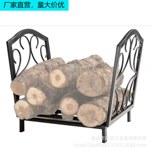Black Steel Portable Firewood Rack for Outdoor and Indoor Use, Metal Storage Rack for Indoor Fireplace, Black Steel Log Rack