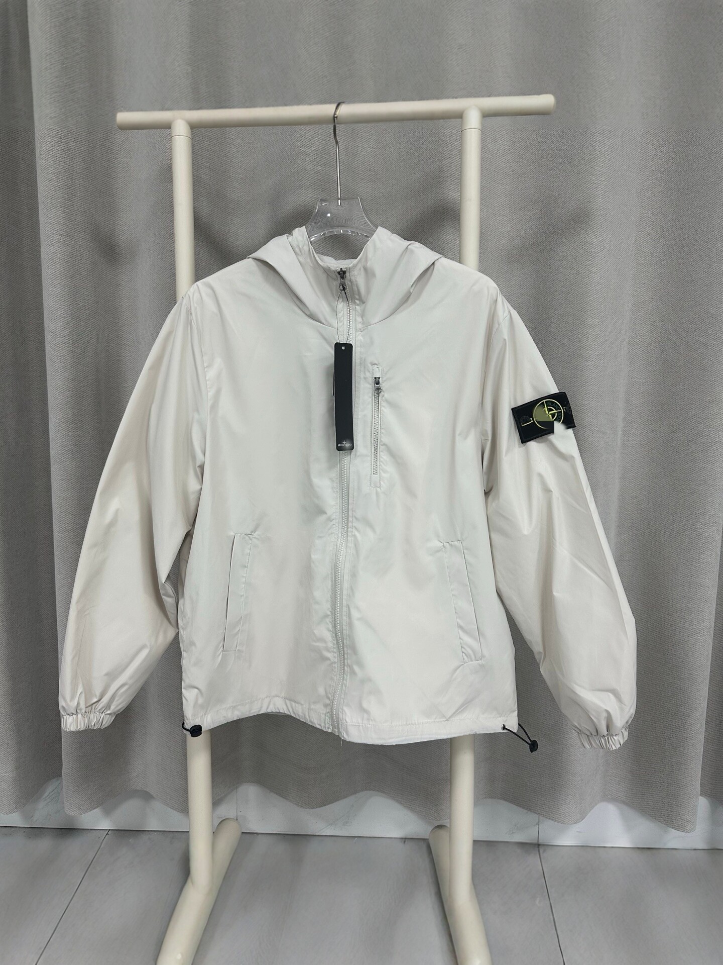 Transfronterizo ST25SS chaqueta con cremallera encapuchada de moda masculina manga chaqueta casual de color sólido edición de comercio exterior