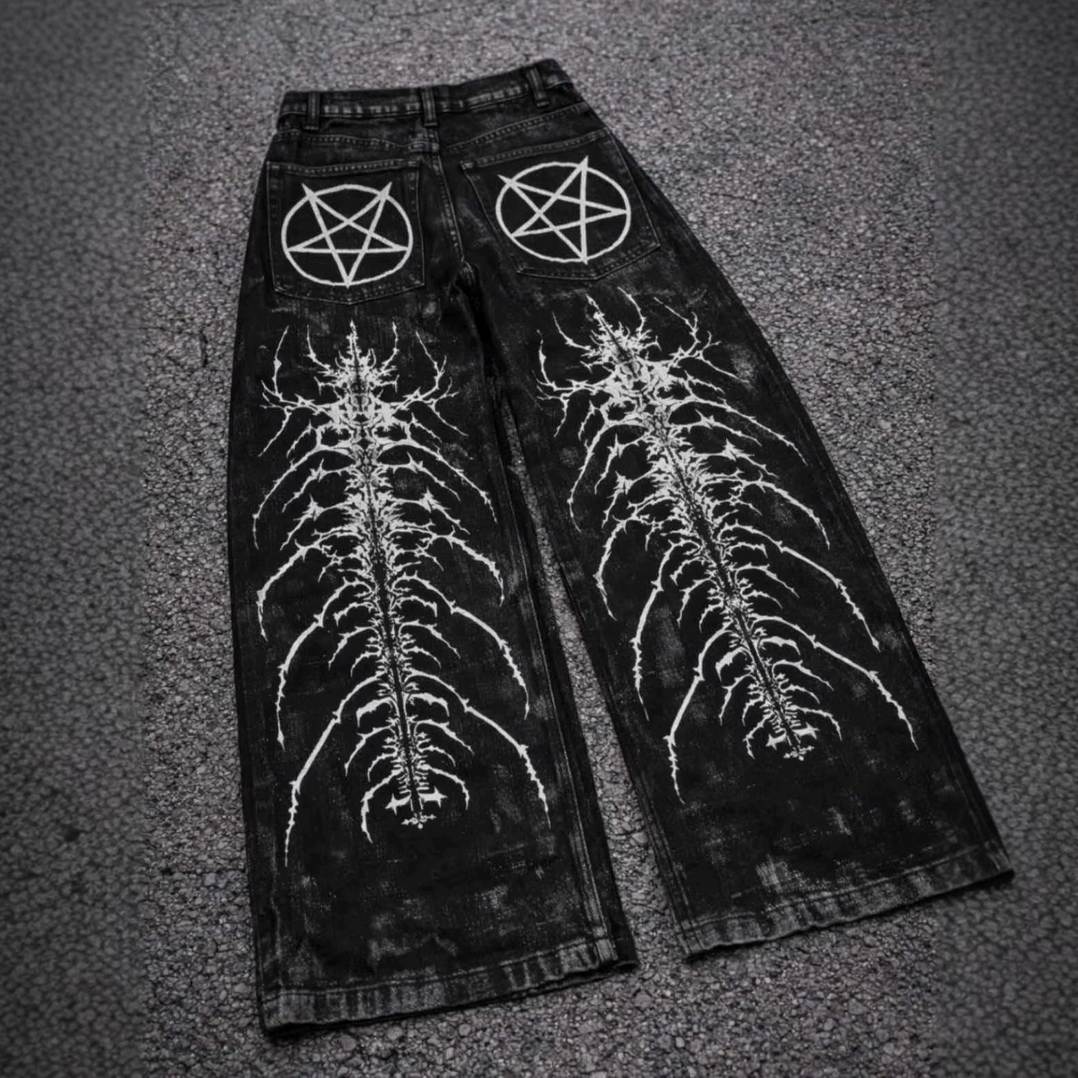 Джинсы свободного прямого кроя, модный принт, размеры S–5XL