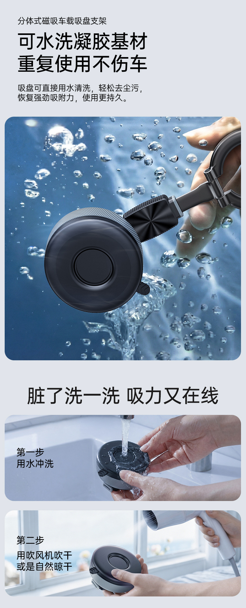 New multi-scenario magnetic ring stand, multifunctional desktop mount, rotatable detachable suction cup car phone holder