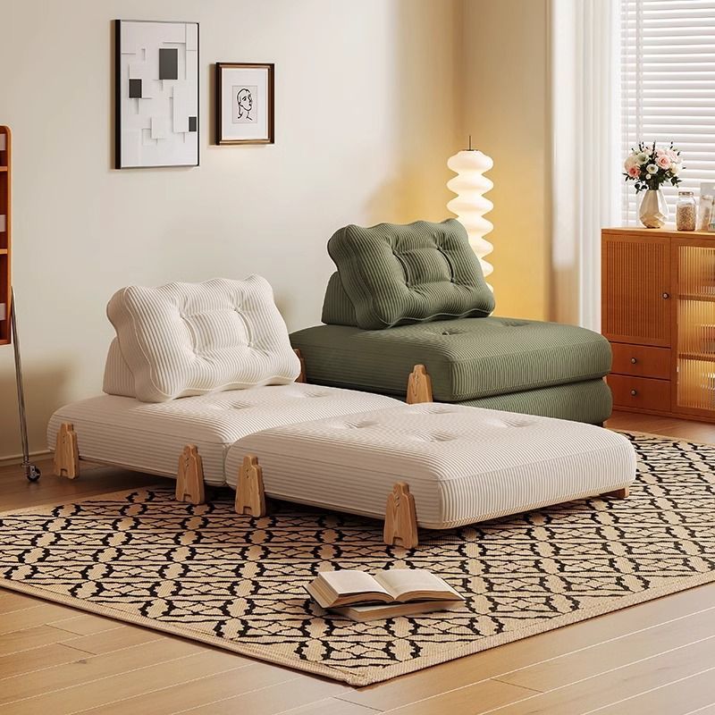 Module Building Blocks Foldable Combination Sofa Bed Solid Wood Single Dual-Use Small Apartment Cream Style Living Room Lazy Sofa