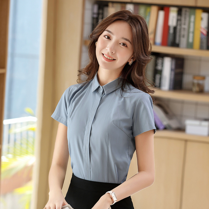 (2개) 한국식 화이트 셔츠 여성 반팔 셔츠 봄 · 여름 비즈니스 착용 원피스 인터뷰 작업복 올매치 슬리밍 탑