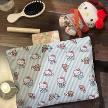 新款可爱蓝条纹Kitty凯蒂猫化妆包爆款卡通手拿化妆包大容量收纳