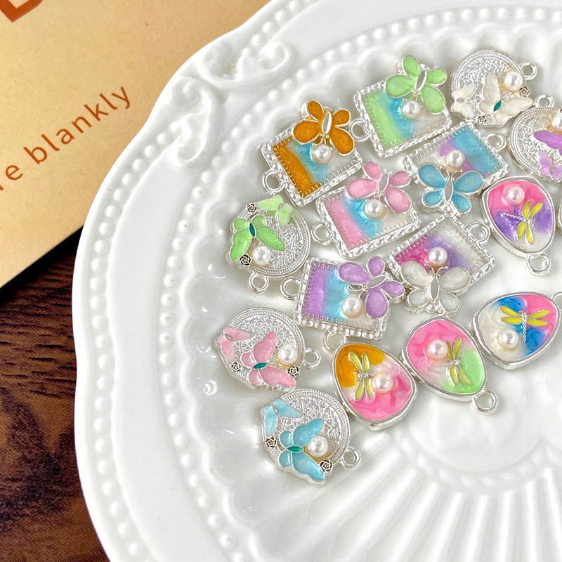 ハイエンドのレトロなフランスのモネの庭の油絵花蝶ペンダント diy ネックレスブレスレット耳ジュエリーアクセサリー|undefined
