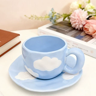 陶瓷杯 高颜值 牛奶杯 咖啡杯 茶水杯 带手柄 家用 轻奢简约
