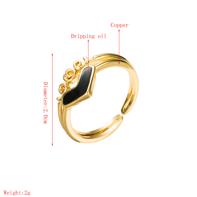 Copperplated 18K gold RINGS LOVE love black and white dripping oil ringpicture1