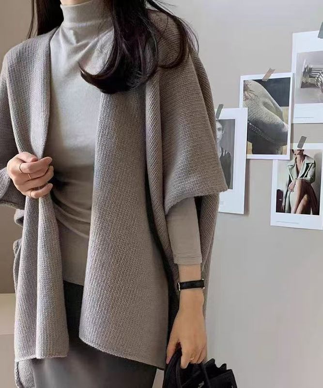韓国レイジースタイルニットショールジャケット女性のための秋と冬の新しいカジュアル旅行写真撮影優しい気質セーターカーディガンマント|undefined