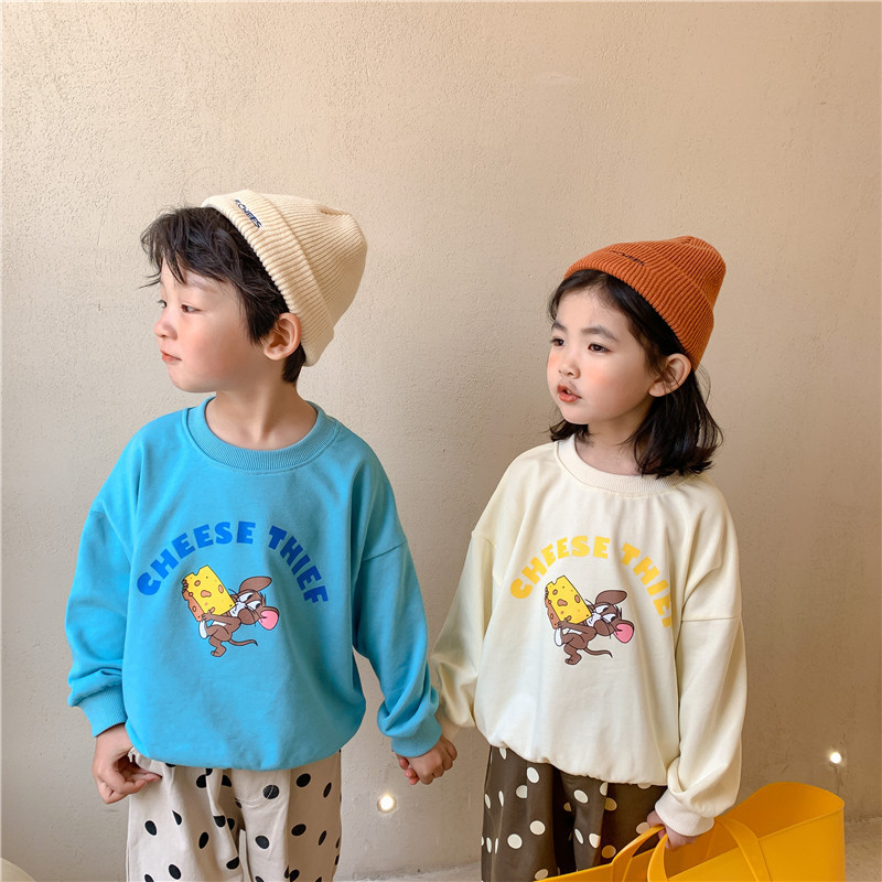 2021春季新品韩版儿童卡通卫衣男女童卡通小老鼠印花休闲套头卫衣