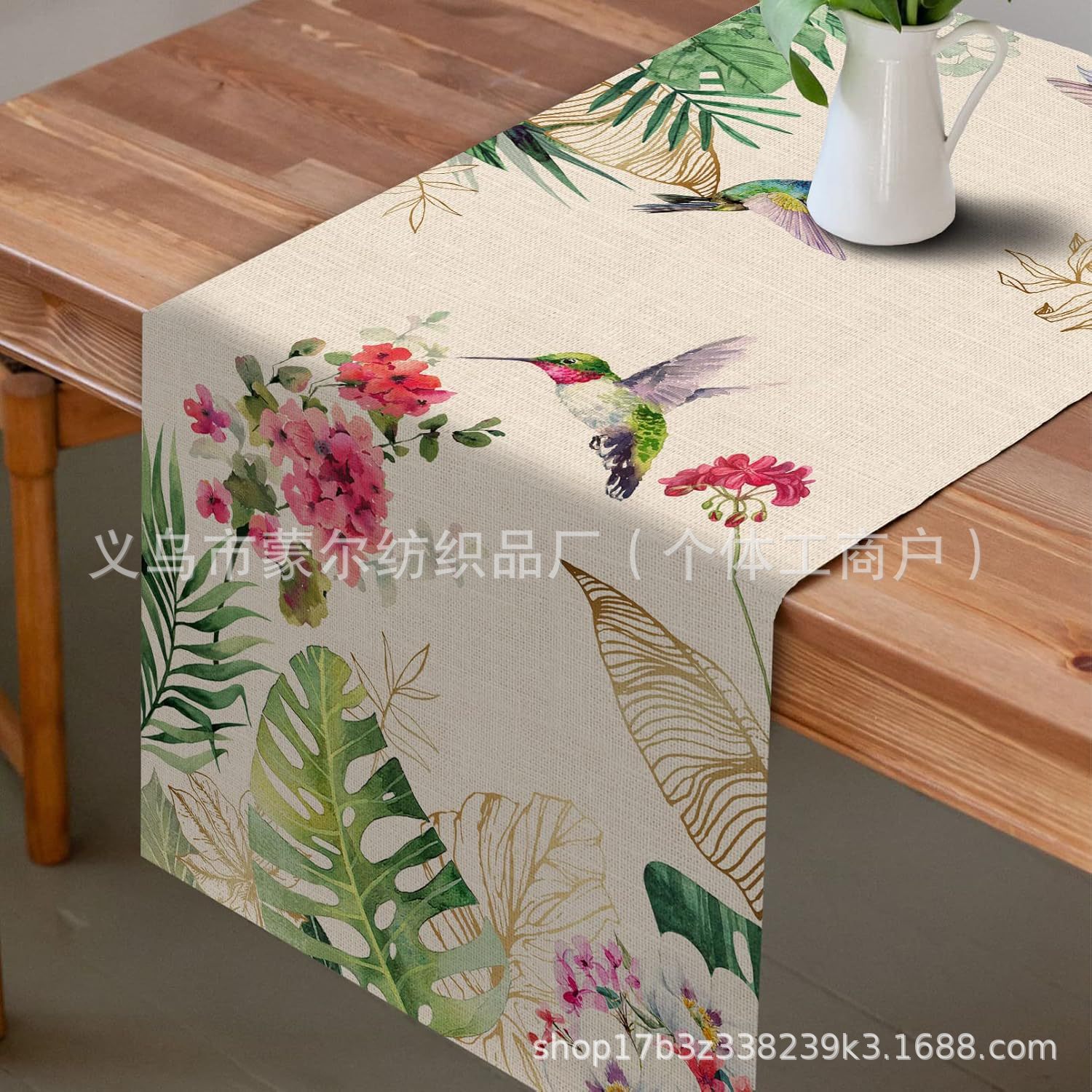 Hello Sunshine Imprint Table Bandera Transfronteriza Primavera / Verano Fiesta de la atmósfera Decoración de mesa de lino Floral Playa Mesa de mesa