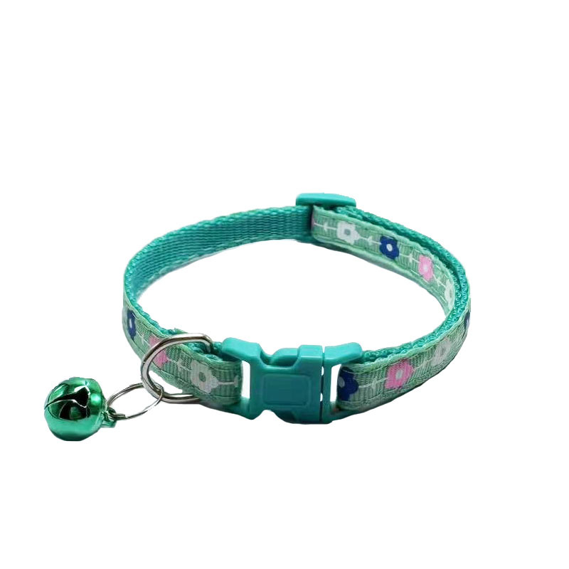Amazon mascotas transfronterizas al por mayor collar de mascotas flor impresión collar de campana collar de perro gato collar en stock