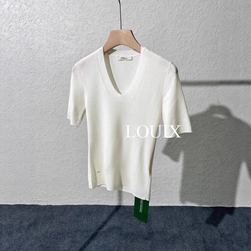 Shanghai Dan Nong Flagship Store/Fine-Spun 30% Fine-Spun Merino Wool V-Neck Mid-Sleeve Shirt Top Regular Shoulder T-Shirt Shanghai Dan Nong Flagship Store/Fine-Spun 30% Fine-Spun Merino Wool V-Neck Mid-Sleeve Shirt Top Regular Shoulder T-Shirt