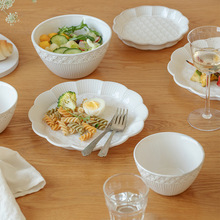 陶瓷奈良雪梅白瓷餐具套装家用简约面碗沙拉碗碟个性搭配盘子