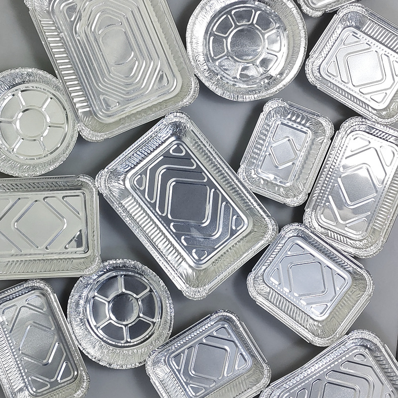 锡纸盒铝箔盒盖子碗筷透明彩色烧烤箱用外卖打包碗盘一次性餐盒