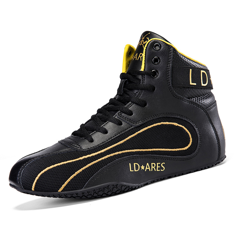 Zapatos de lucha libre de cuero transfronterizos para hombres fitness entrenamiento integral de fuerza zapatos de boxeo zapatos de lucha deslizantes transpirables zapatos sanda