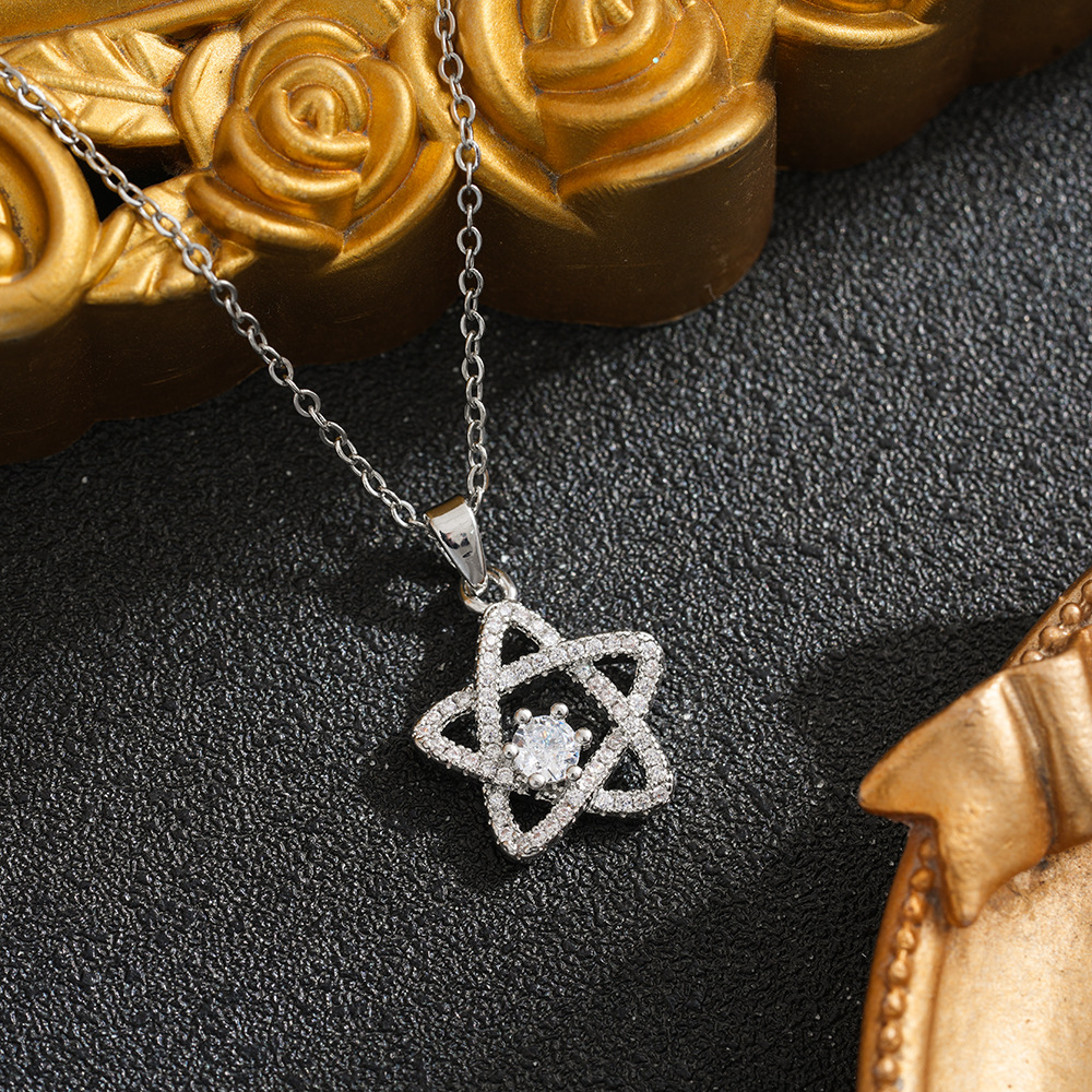 Colar de estrela do mar em aço inoxidável para mulher_voghion.com