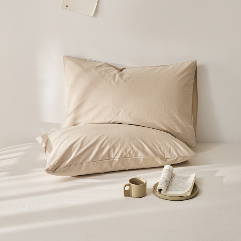 Algodón de alta calidad 60s una sola funda de almohada de algodón lavado con agua funda de almohada de algodón de color sólido funda de almohada de piel un par de 100 funda de almohada de algodón