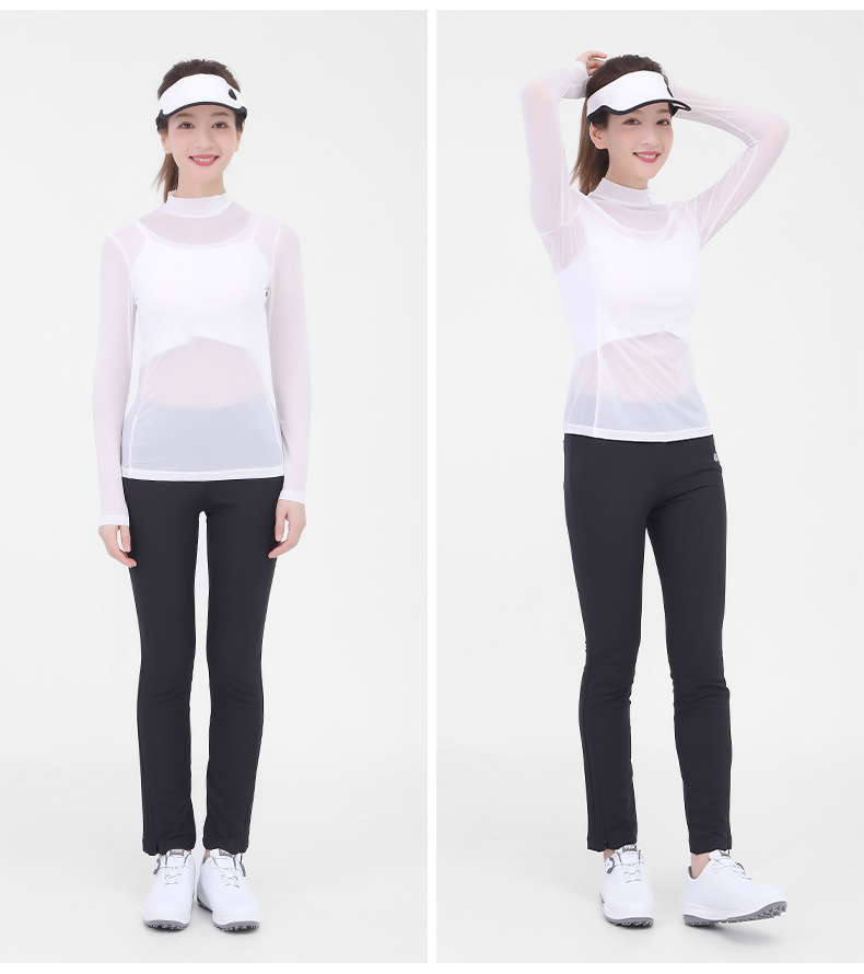 Áo thun golf chống nắng dài tay PGM chất liệu lụa lạnh co giãn cao — Áo thun nữ màu trắng YF304, YF305 quần áo nữ chống nắng đáy áo màu xanh sapphire, YF309 áo phông nữ màu trắng, YF305 quần áo nữ chống nắng đáy áo màu trắng chi tiết 31