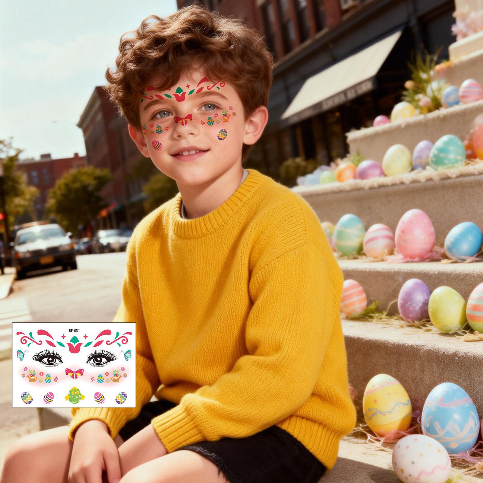 Tatuajes Temporales Infantiles de Pascua Papel de Transferencia de Agua Impermeable para Fiesta