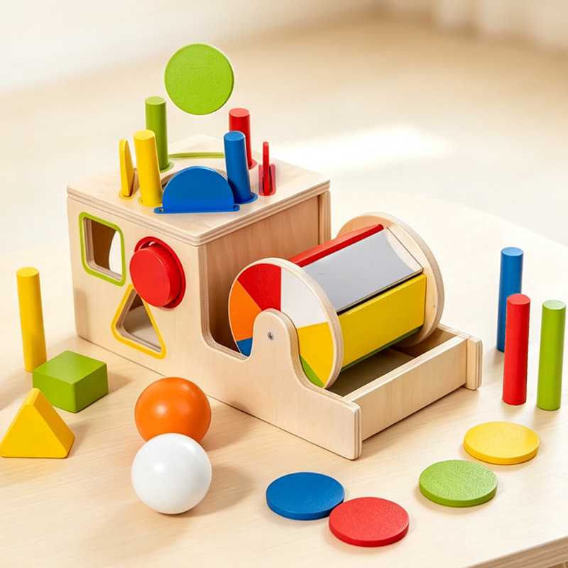 Montessori Teaching Aids Wooden Drawer Box Textile Drum Press Ball Table Early Education Toy Set Montessori Early Education Toy Set
