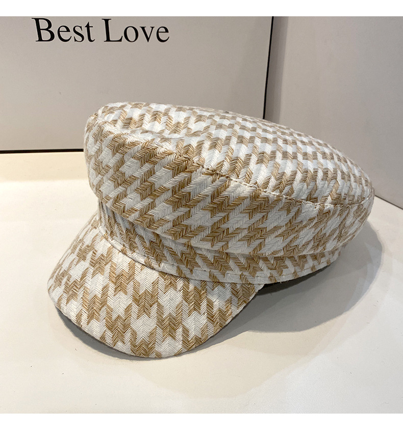 Women's Basic Retro British Style Houndstooth Curved Eaves Baseball Cap display picture 6