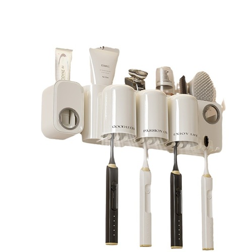 [Selected] No-punch toothbrush shelf storage rack bathroom toothbrush rack mouthwash cup wall-mounted wall-mounted