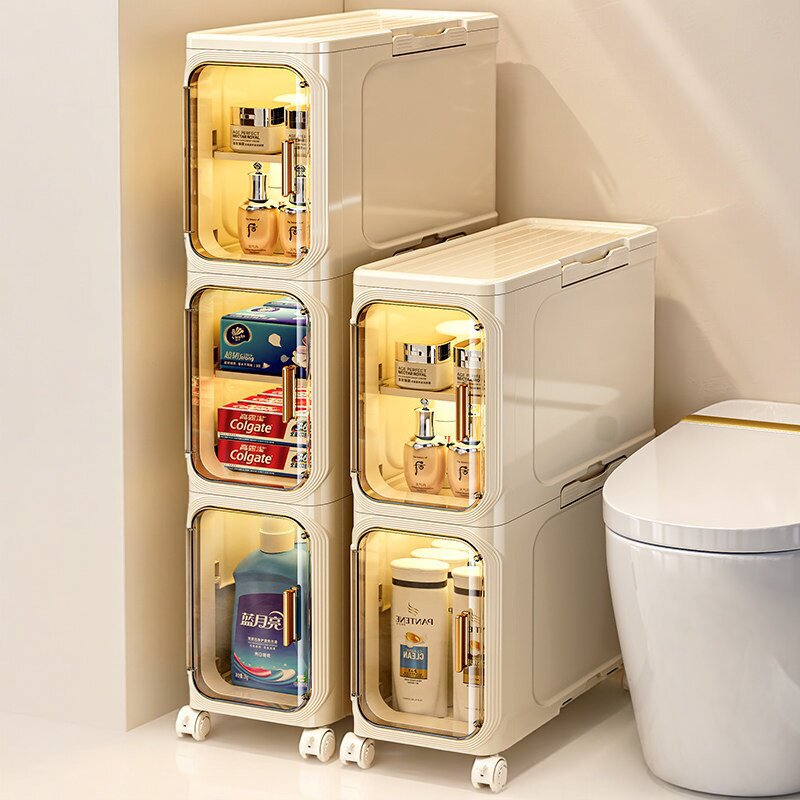 Makeup Room Storage Rack Cart, Bathroom Toilet Gap Storage Cabinet, Restroom Crevice Floor-Standing Storage Shelf