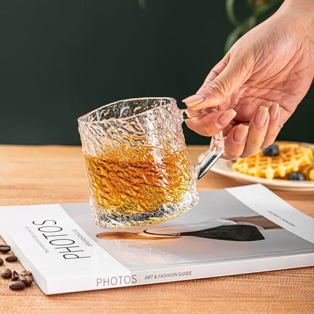 Retro Glacier Pattern Large Capacity Glass Mug With Handle_voghion.com