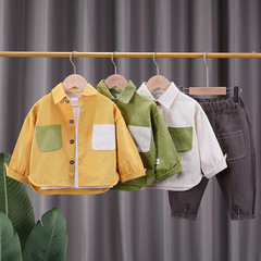 Children's Jacket Set of 3 for Middle-Small Kids, Boys' Spring Long-Sleeve Collar Casual Workwear Outerwear