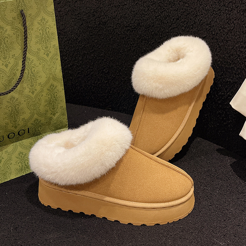 Stivali da neve caldi con suola spessa da donna, pelliccia calda e spessa, scarpe comode e soffici_voghion.com