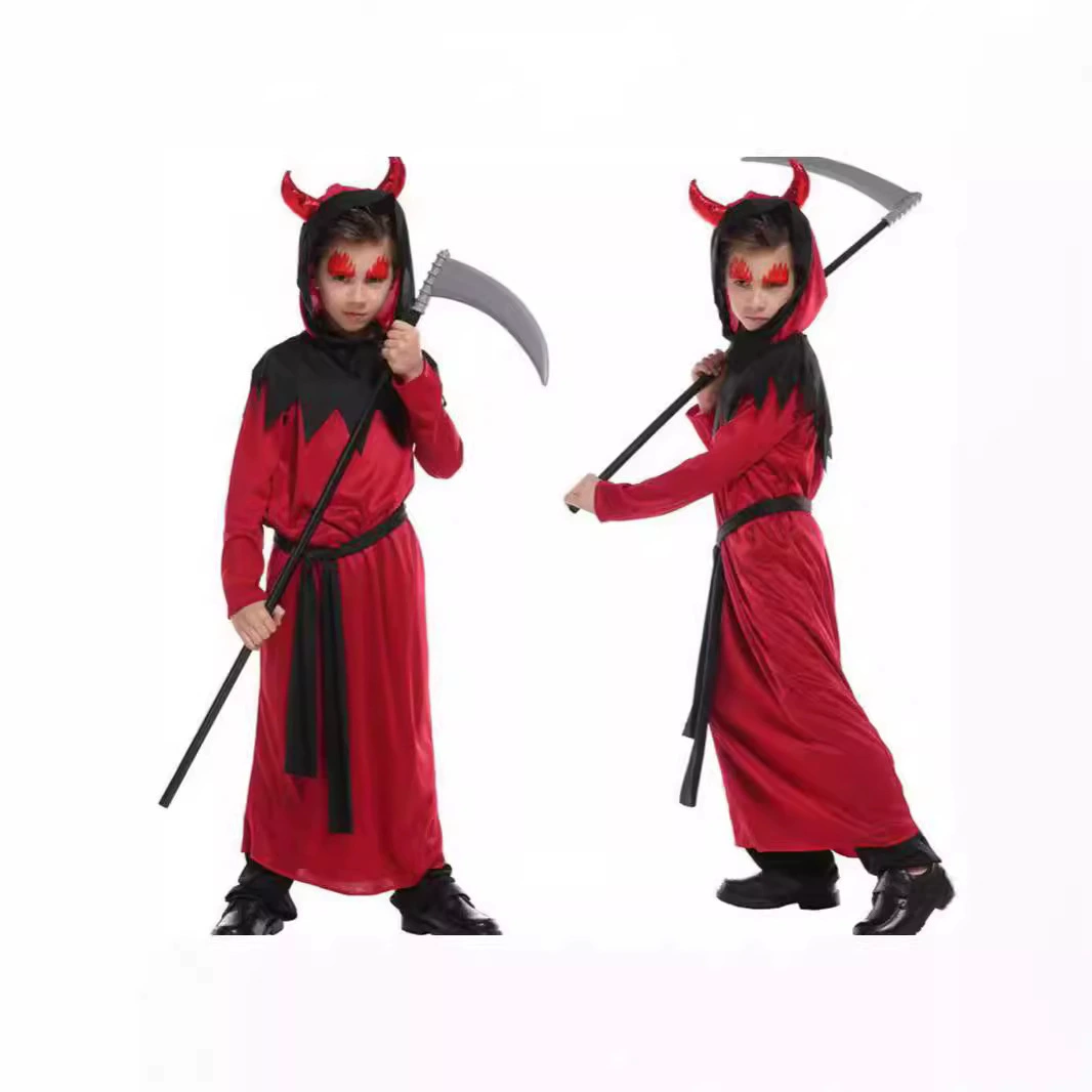 Хэллоуин Детский мужской костюм демона костюм дьявола костюм костюма костюма бала пламя маленький демон шоу костюм