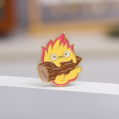 Amazon Bestseller Calcifer Enamel Pin Cartoon Fire Spirit Japanese Game Animal Collar Pin