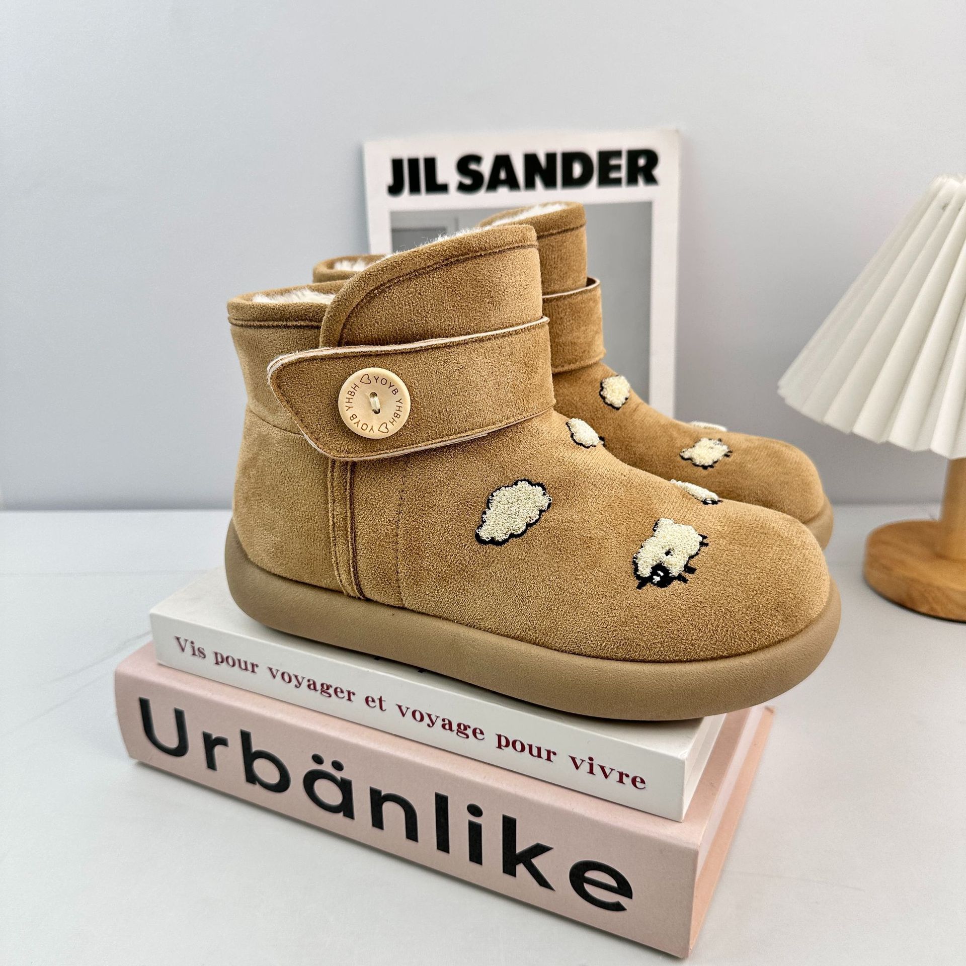 YuanWa retro botas de nieve de fondo grueso para mujeres 2025 nuevo invierno para usar más terciopelo grueso calentamiento zapatos de algodón 3508M image 9