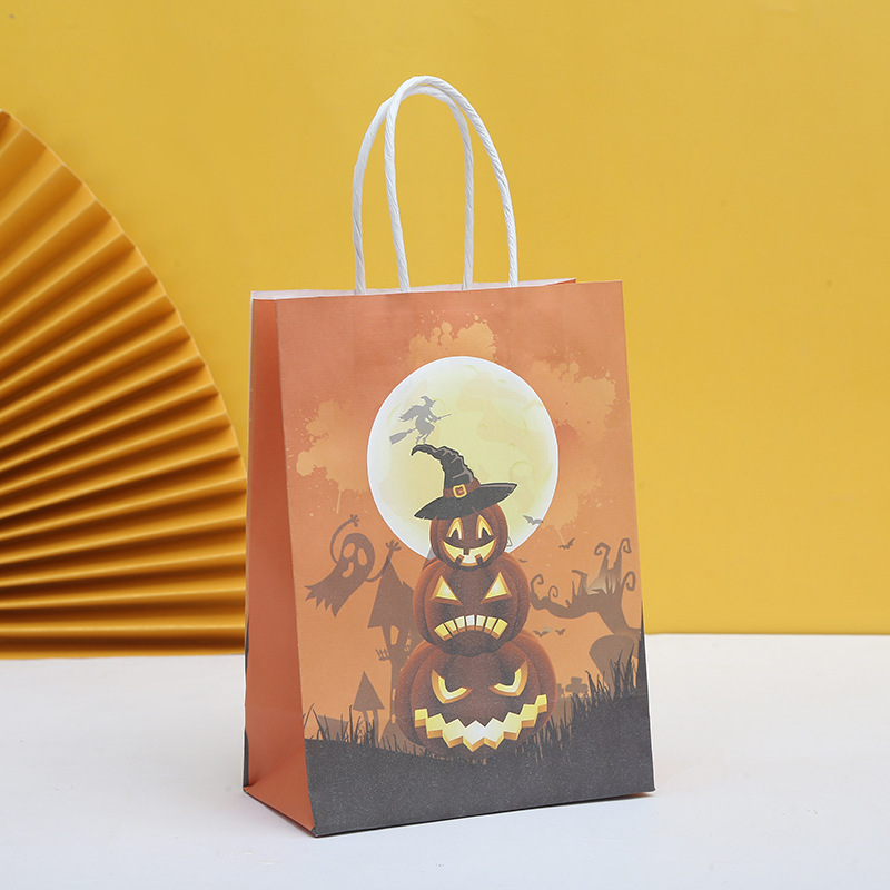 Bolso de regalo para niños de Halloween, bolso de mano, bolso de dulces, decoración de fiesta, logotipo impreso, bolsa de embalaje de bocadillos de compras