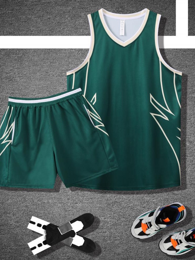 Nuevo juego de ropa de baloncesto infantil mayorista adulto hombre y mujer ropa de baloncesto de secado rápido impresa entrenamiento juego de deportes 1025