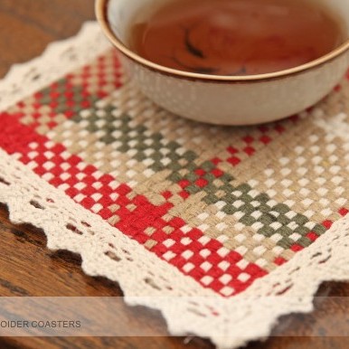 Jin Hao nueva tela de algodón tejido de encaje para platos tapete para platos restaurante creativo tapete posavasos tapete para mesa