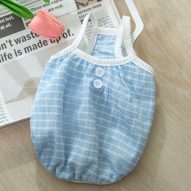 Primavera y verano para perros coreanos pequeños dulces frescos camisetas a rayas para gatos dos patas delgadas ropa de mascotas transpirables