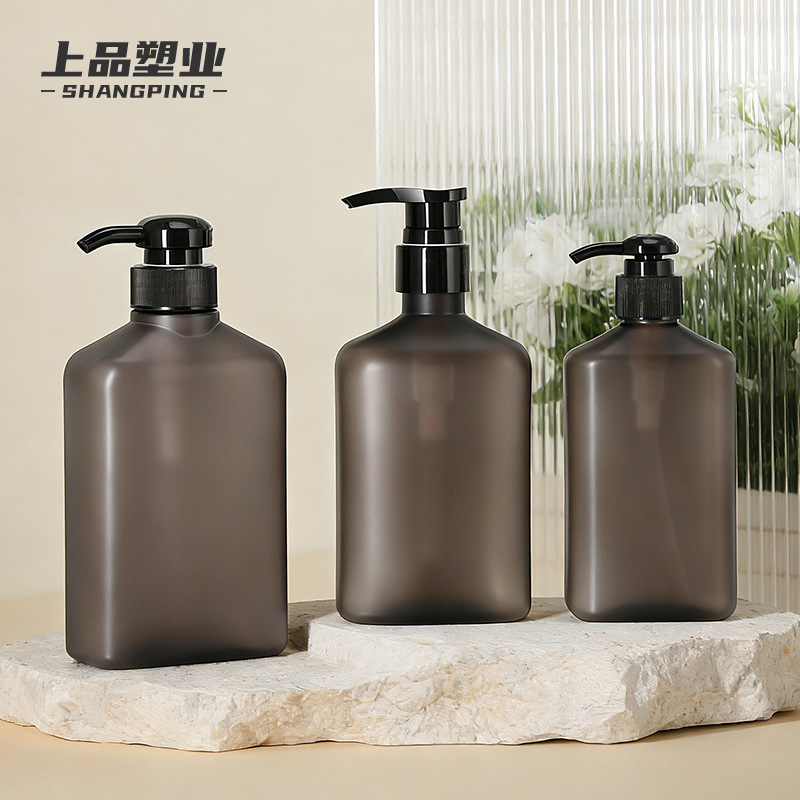 高端男士沐浴露瓶乳液分装瓶磨砂pet塑料250ml350ml500ml洗发水瓶