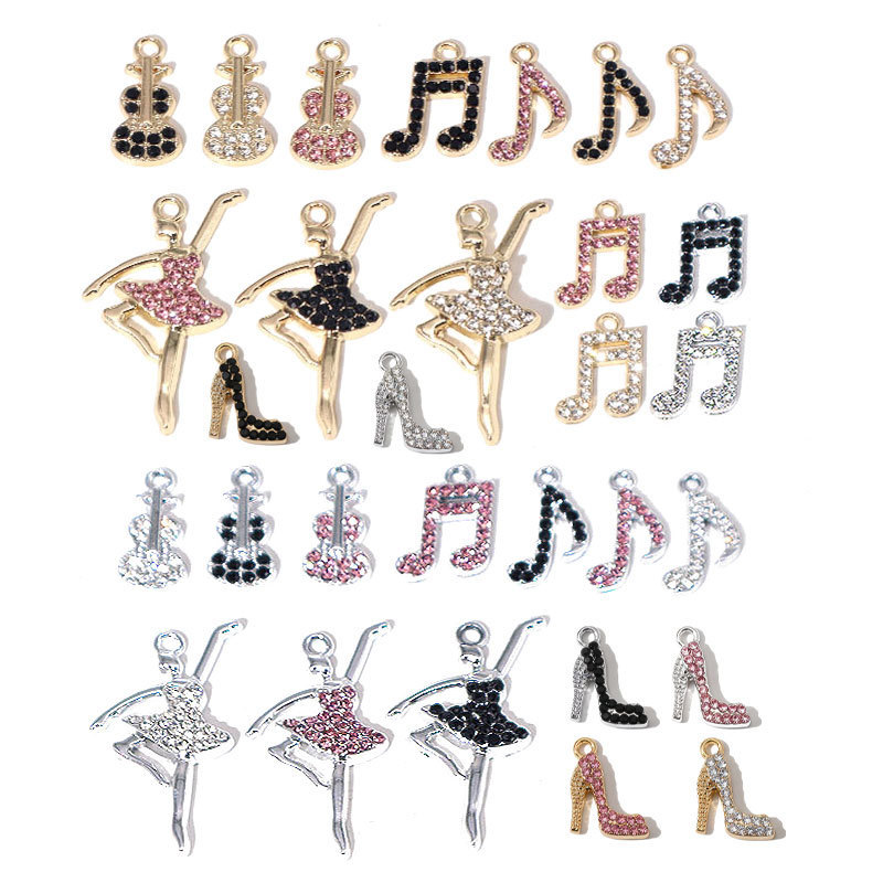 New Alloy Diamond-Encrusted Ballerina Note Pendant DIY Bracelet Necklace Keychain Jewelry Accessories W784 New Alloy Diamond-Encrusted Ballerina Note Pendant DIY Bracelet Necklace Keychain Jewelry Accessories W784