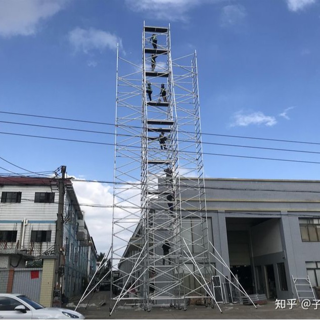 外贸快拆scaffolding铝合金带斜撑建筑施工外销双宽阔梯脚手架