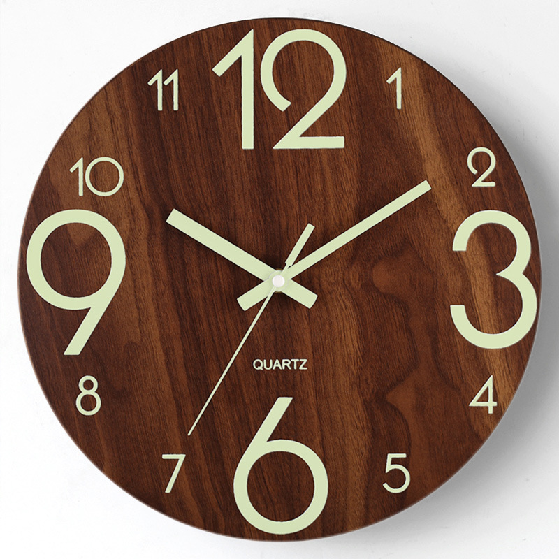12 pulgadas 30cm luminoso digital simple reloj de madera hogar sala de estar decoración reloj mudo Reloj de pared al por mayor