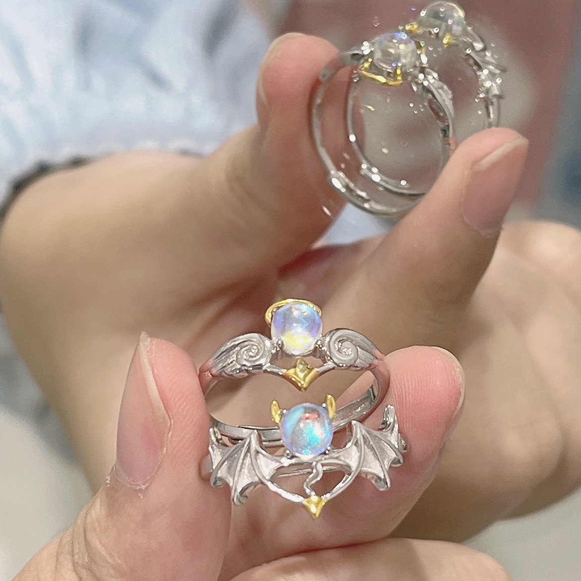Fashion Angel Metal Plating Inlay Artificial Gemstones Womenu0027S Rings 1 Piece