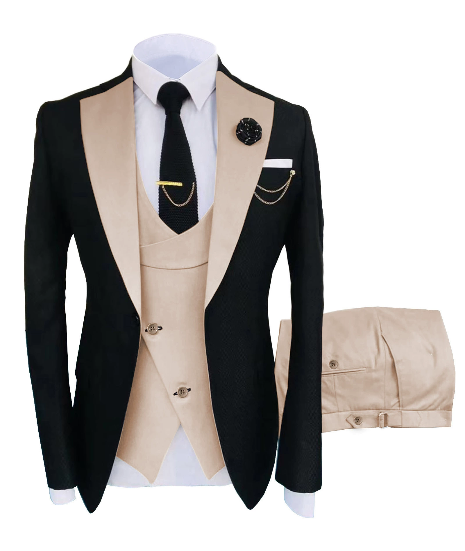 Классический костюм куртка, свадебное платье, жилет, брюки, набор, slim fit