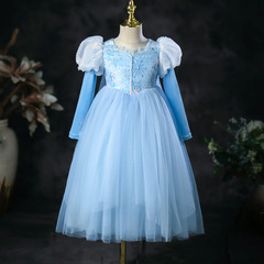 Spring and Autumn New Girl Dress Glittering Bodice Elsa Princess Dress Christmas Little Girl Dress Performance Skirt