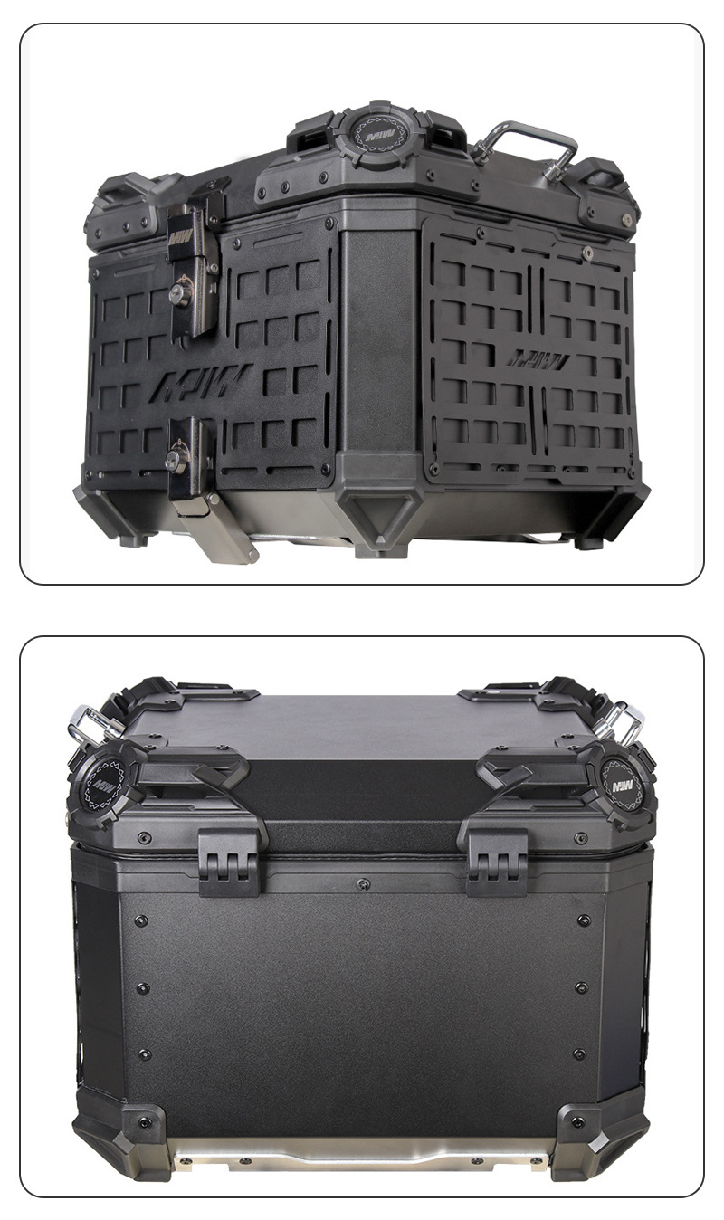 45L Motorcycle Aluminum Alloy Tail Box Quick-release Portable Electric Vehicle with Bottom Plate Portable Anti-fall Universal Trunk